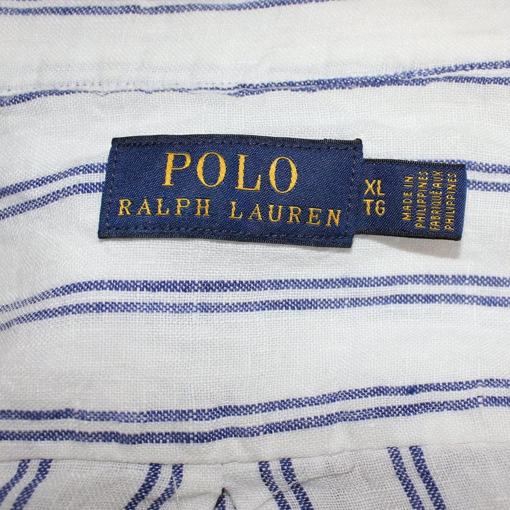 Polo Ralph Lauren Striped Linen Shirt Long Sleeve XL/TG - Picture 7 of 11